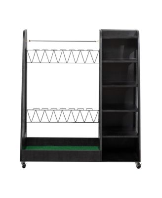 Golf Bag Storage Rack - Wooden Golf Clubs Organizer Fit 2 Golf Bags and Other Golfing Equipment Accessories for Garage, Club, Basement