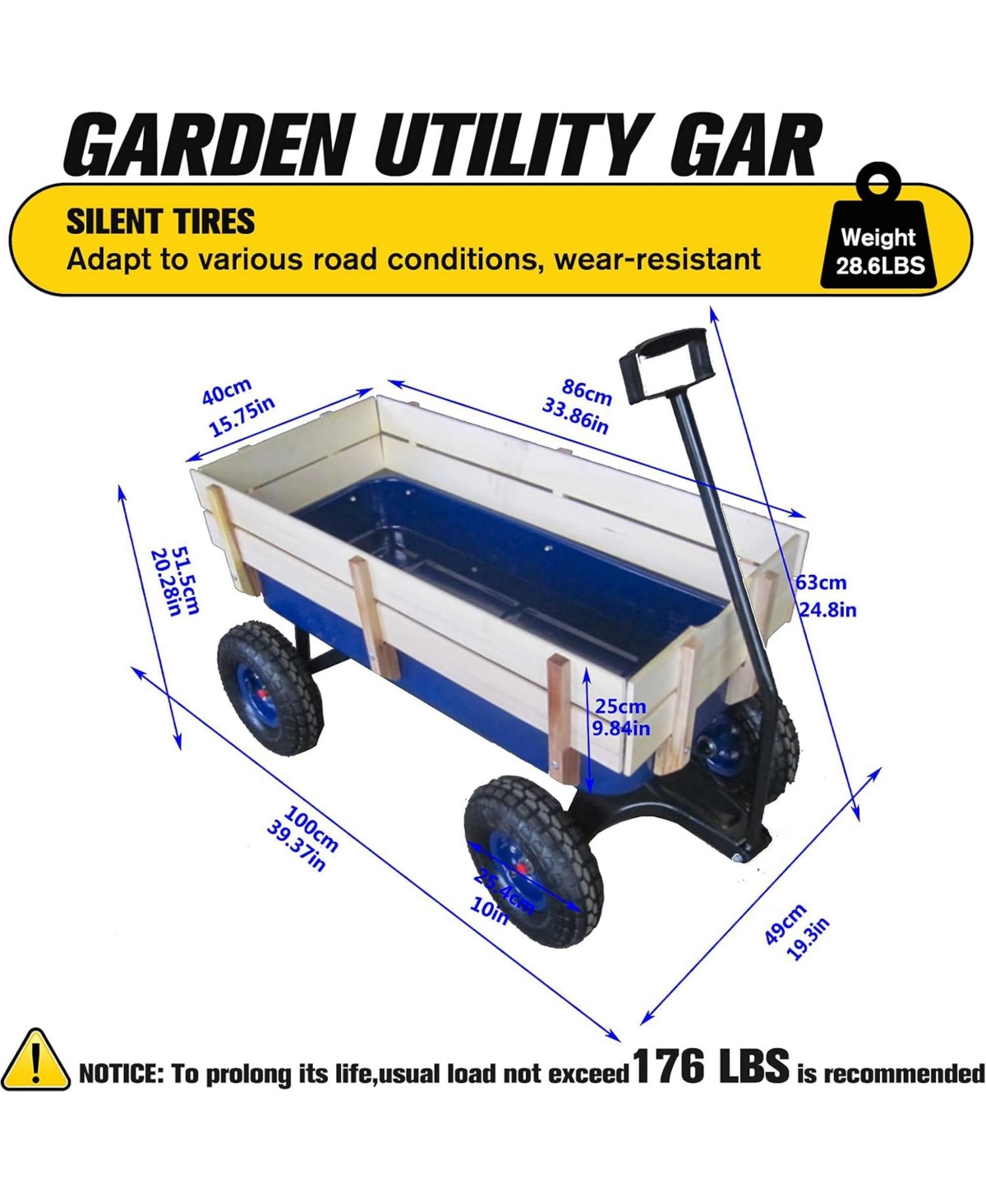 Rainsken Heavy Duty Rolling Garden Wagon