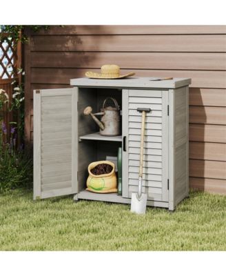31.5x17x36" Potting Bench with Storage Cabinet and Metal Tabletop