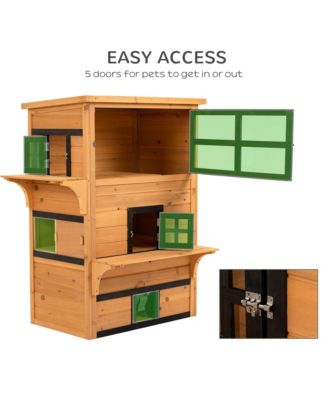 3-Tier Outdoor Feral Cat House with Escape Door & Asphalt Roof