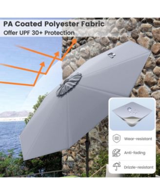 Patio Umbrella w/Push Button Tilt Crank Handle 8 Sturdy Ribs for Patio Garden