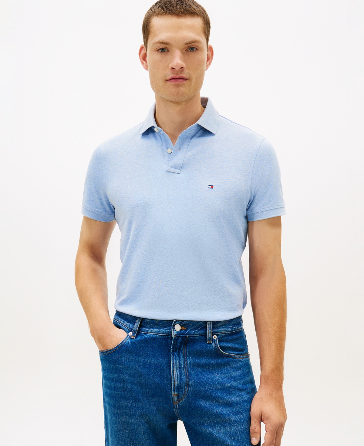 Tommy Hilfiger Men's Cotton Classic Fit 1985 Polo - Vessel Blue Heather