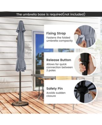 Patio Umbrella w/Push Button Tilt Crank Handle 8 Sturdy Ribs for Patio Garden