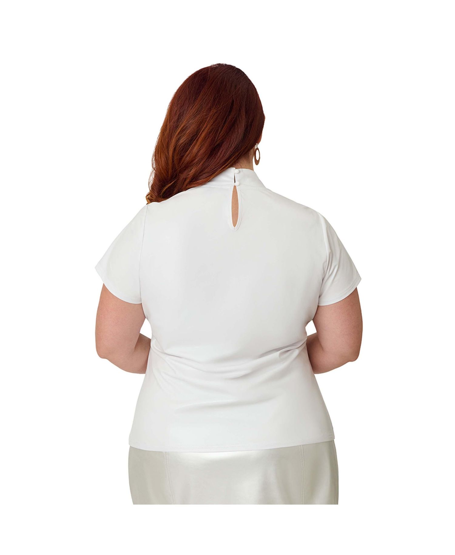 Plus Size Turtleneck Short Sleeve Knit Crop Top