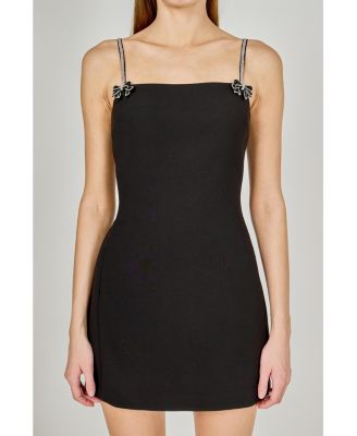 Women's Rhinestone Bow Mini Dress