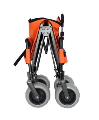 Folding Wagon - Heavy-Duty Wagon Cart with All-terrain Wheels and Bench Seat, 500lbs Capacity for Camping and Beach