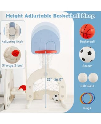 7-in-1 Toddler Slide and Swing Set with Adjustable Swing & Basketball Hoop