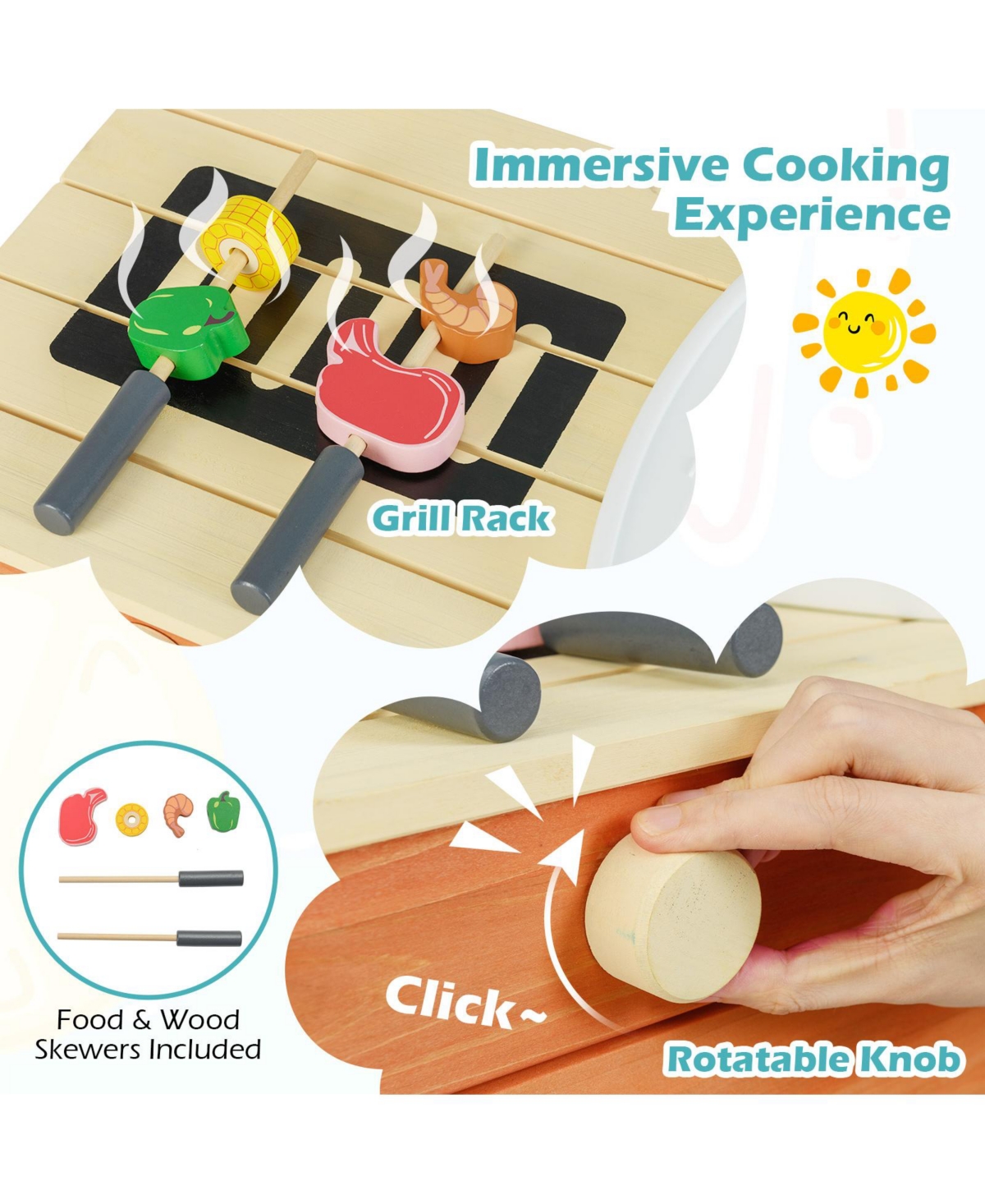 Mecale Kids Play Kitchen Set, Wooden Chef Pretend Mud Kitchen for Imaginative Role Play