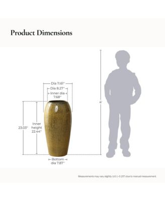 23-Inch Tall Ceramic Planter, Decorative Round Pot for Plants & Flowers