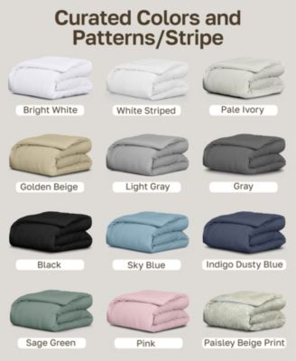 400 Thread Count Cotton Sateen Comforter Cover, Button Closure and Corner Ties Luxury Duvet Cover Only, Queen