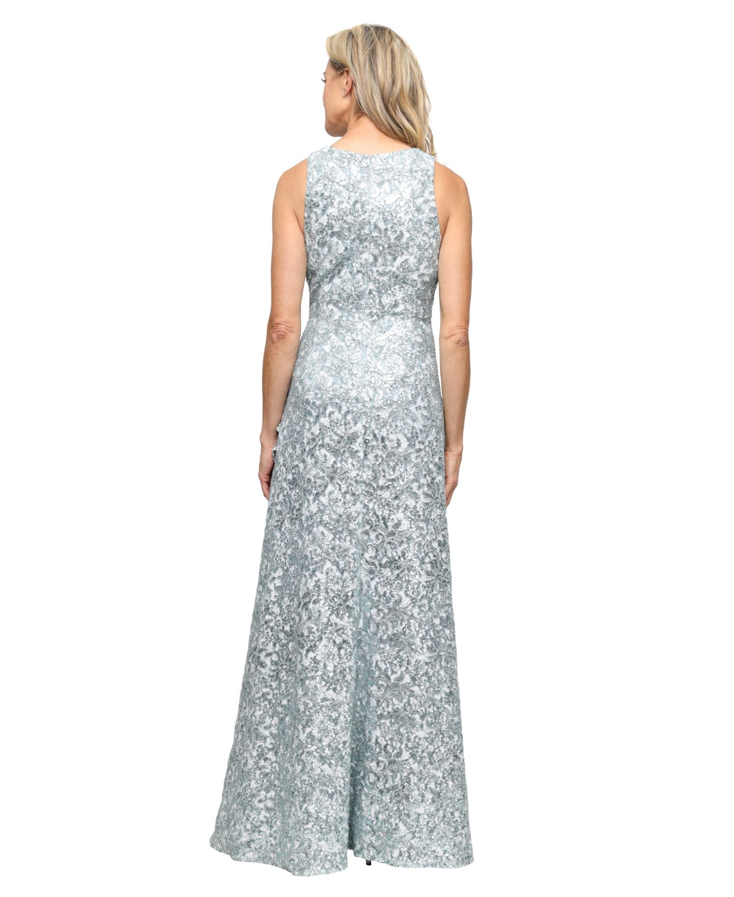 Женское платье Alex Evenings Petite Sleeveless Corded Ball Gown, цвет: Ледяной шалфейный — фото 3
