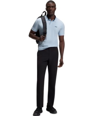 Men's Stretch-Cotton Stripe Trim Polo Shirt