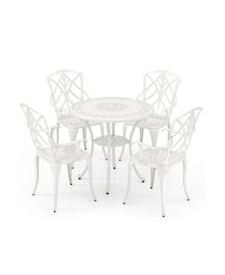 31.5" Round Cast Aluminum Patio Table for 4 with 2" Umbrella Hole