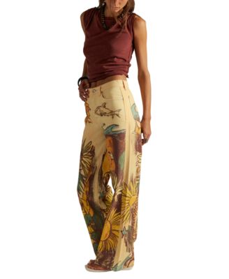 Women's Printed Straight-Leg Jeans