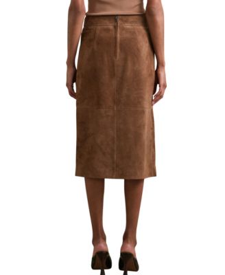 Women's Suede Straight-Fit Midi Skirt