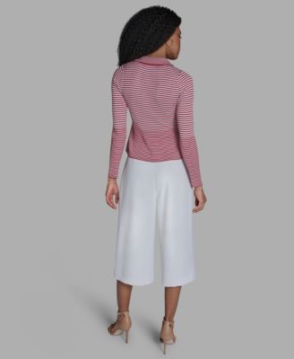 Women's Collared Striped Polo Top