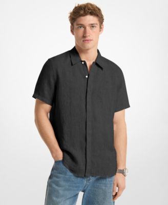 Men's Point-Collar Linen Shirt