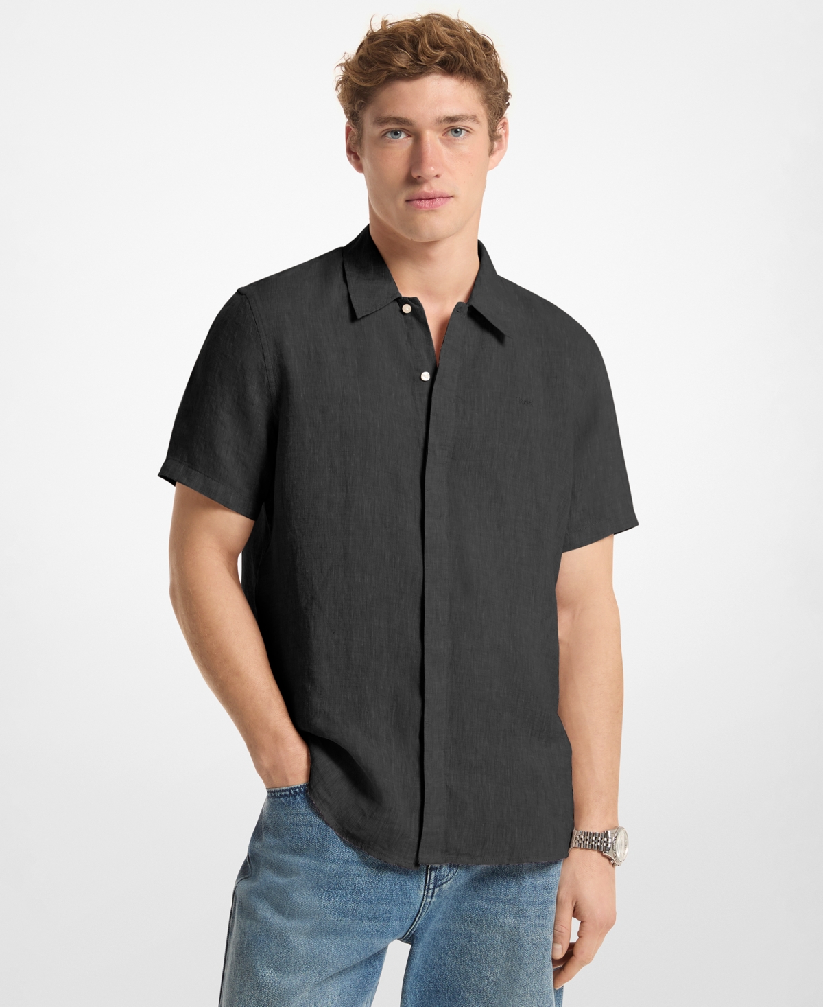 Michael Kors Men's Point Collar Linen Shirt