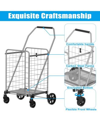 Foldable Heavy Duty Shopping Cart - Grocery Cart on Wheels with Waterproof Oxford Bag for Laundry, Garden, Camping