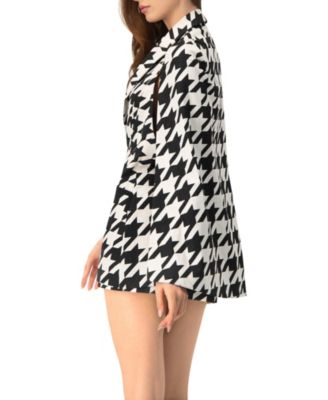 Women's Mega Houndstooth Trench Coat with Cape
