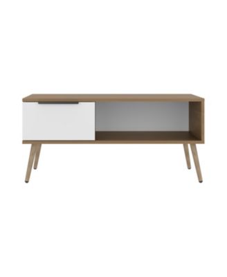 Scandinavian Style Coffee Table with Storage Drawer and Open Shelf