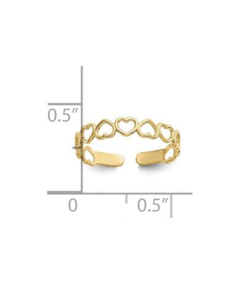 Solid 10k Gold Alternating Open Hearts Adjustable Toe Ring