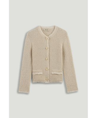 Women's Textured Boucle Button Cardigan
