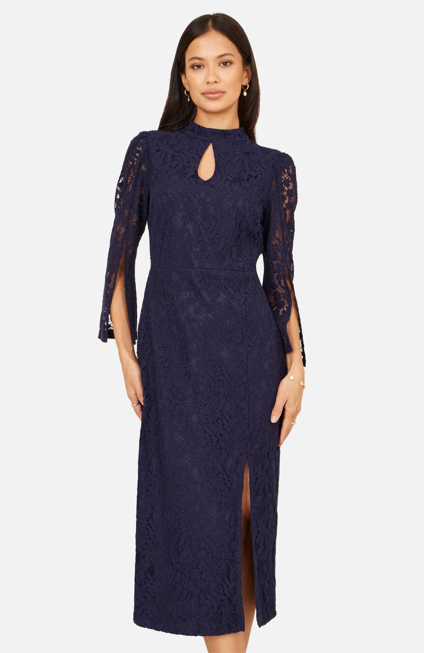 Женское платье Yumi Lace Fitted Midi, цвет: Тёмно-синий — фото 5