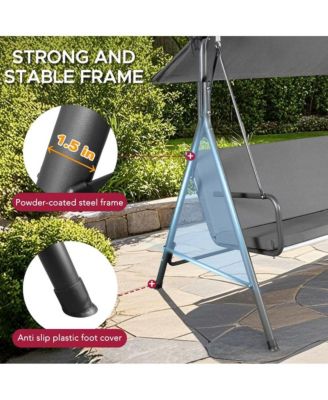 2-Seat Patio Metal Proch Swing With Adjustable Canopy