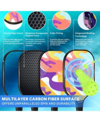USAPA-Approved Pickleball Paddles Set of 2 with 4 Balls & Bag - 7.5oz Lightweight Carbon Fiber Honeycomb Core