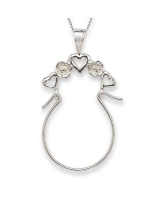 925 Sterling Silver Solid Polished 5 Love Heart Charm holder Ring Holder Pendant Necklace