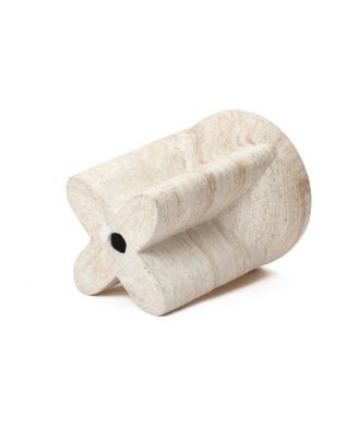 18.3" Marbled Round End Table for Outside, Garden Accent Table, Outdoor Side Tables for Patio