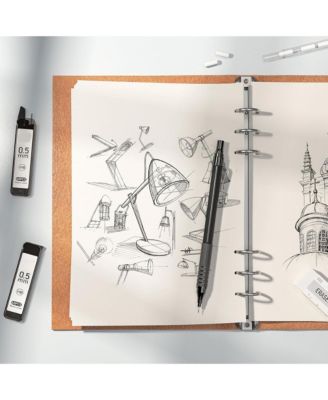 Metal Mechanical Pencil Set - 0.5mm & 0.7 mm Artist Pencil with 8 Tubes HB Lead Refills and 3 Erasers for Writing, Drawing