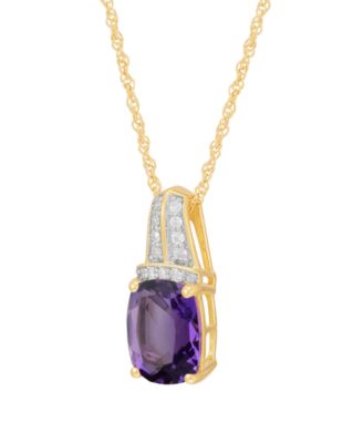 Amethyst (2-3/4 ct. t.w.) & Diamond (1/10 ct. t.w.) Pendant Necklace in 14k Yellow Gold-Plated Sterling Silver
