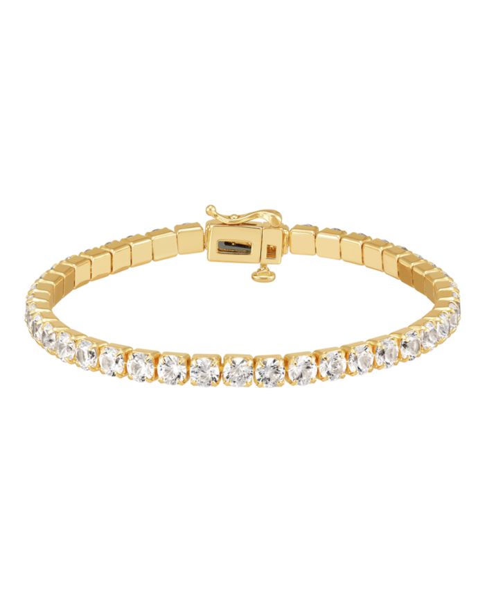 Lab Grown White Sapphire (13-1/3ct.t.w.) Tennis Bracelet in 14k Yellow