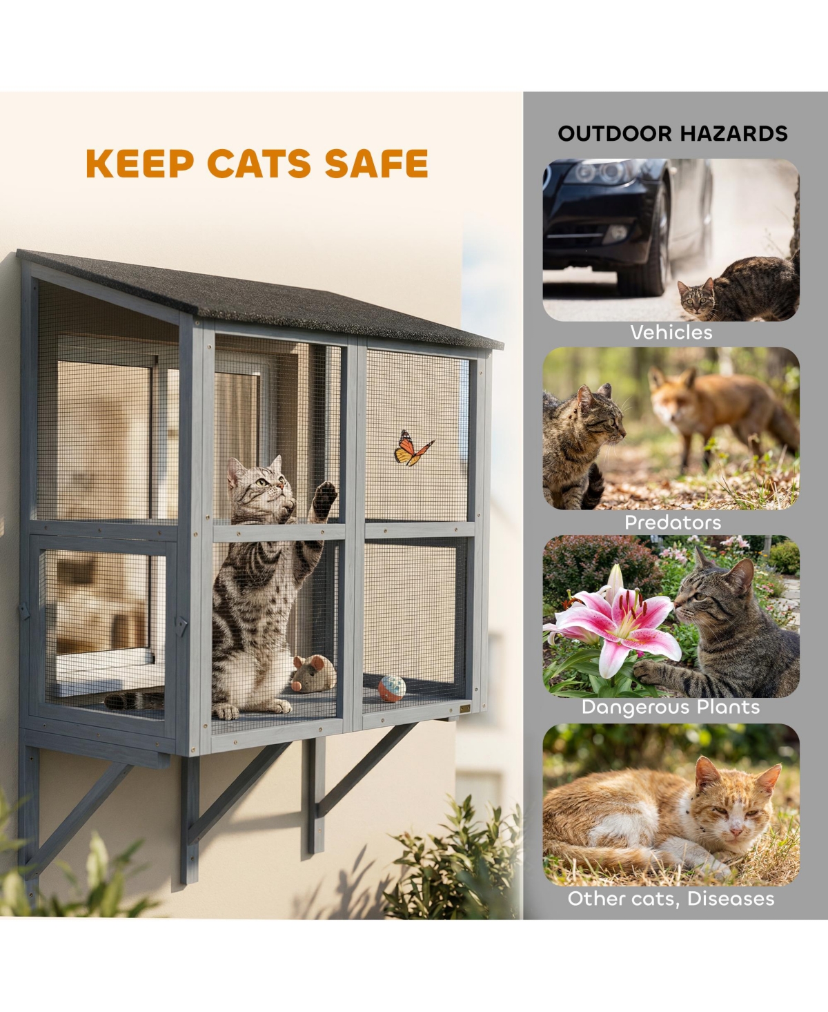 PawHut Catio Outdoor Cat Enclosure Windo Box 39.4"L,