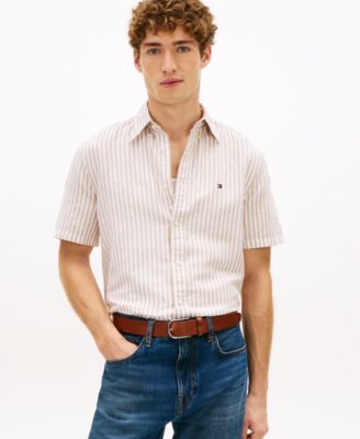 Men's Regular Linen-Blend Bengal Stripe Shirt
