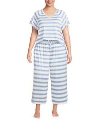 Plus Size Cooling Pajama Set - Short Sleeve Top and Crop Pants