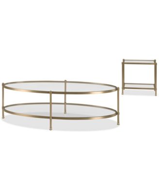 Isla 2-Pc. Glass Oval Coffee Table and End Table Set