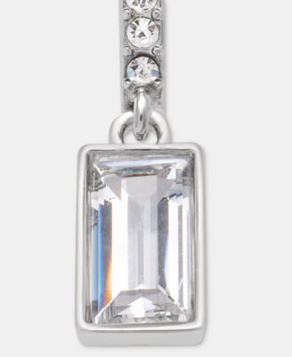 Silver-Tone Cubic Zirconia Huggie Drop Earrings