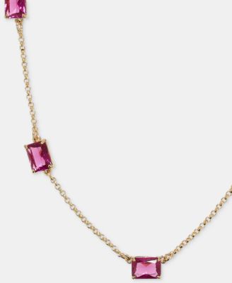Gold-Tone Fuchsia Station Collar Necklace 
