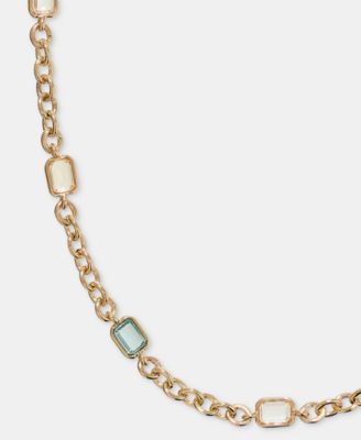 Gold-Tone Station Stone Collar Necklace 