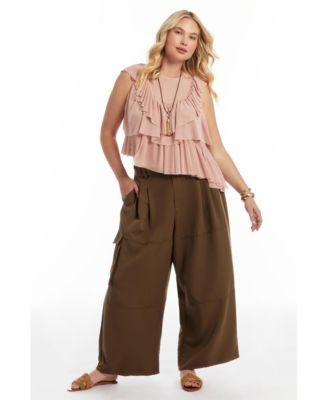 Women's Asymmetric Ruffle Mesh Top