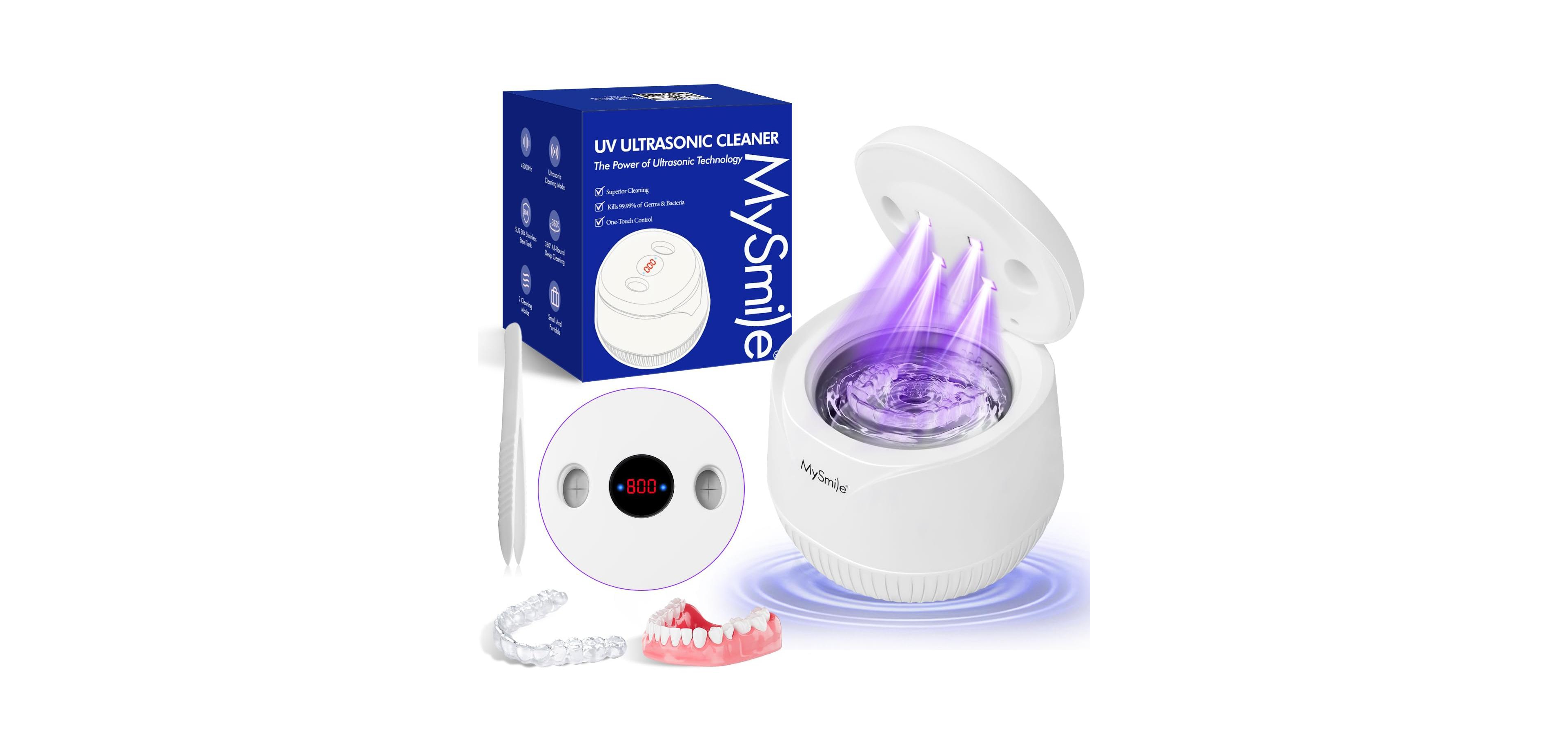 MySmile Ultrasonic Retainer Cleaner, 45kHz Retainer Cleaner Machine with Digital Timer, 200ML Portable Ultrasonic Retainer Jewelry Cleaner for Denture