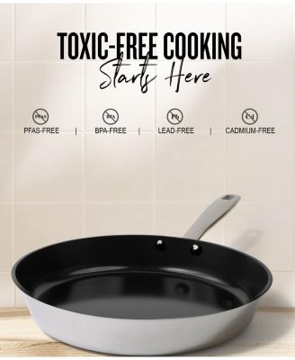 Maestro Nonstick Stainless Steel Frying Pan with Glass Lid 11"