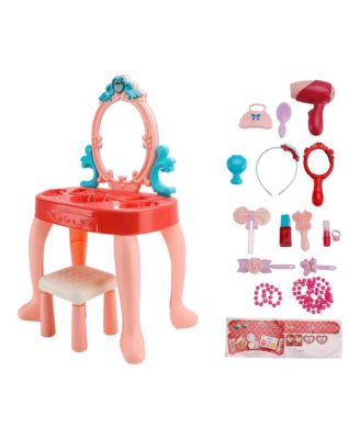 Princess Vanity Set with Lights & Music - Realistic Makeup Toys, Stool & Mirror for Girls