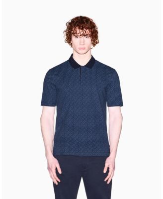 Men's Pique Allover Logo Print Polo Shirt