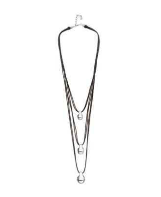 Triple Leather Necklace with 2 18k Gold Alloy Shaped Balls