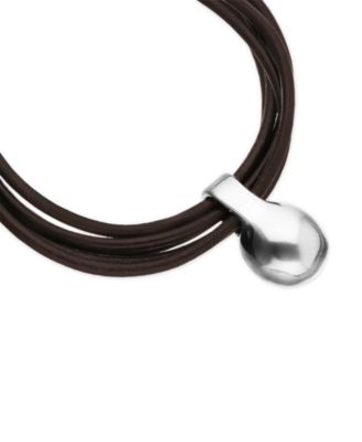 Leather Bracelet with18k Gold Alloy Ball