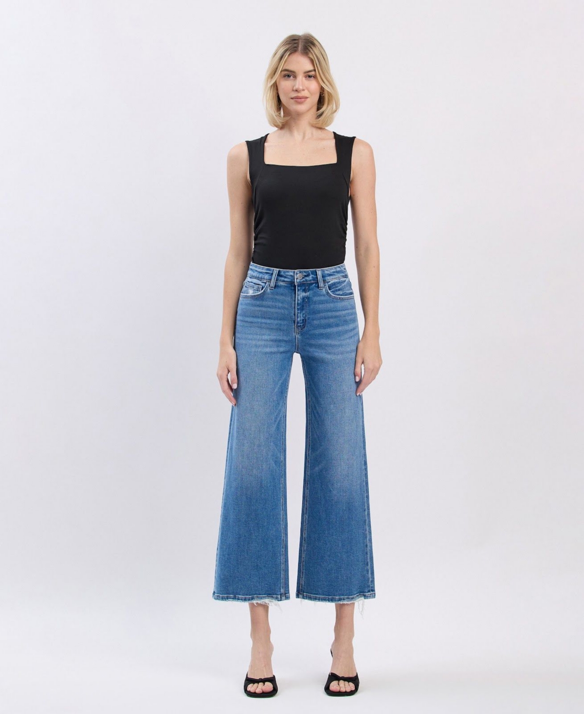 Flying Monkey Women's High Rise Crop Wide Leg Jeans